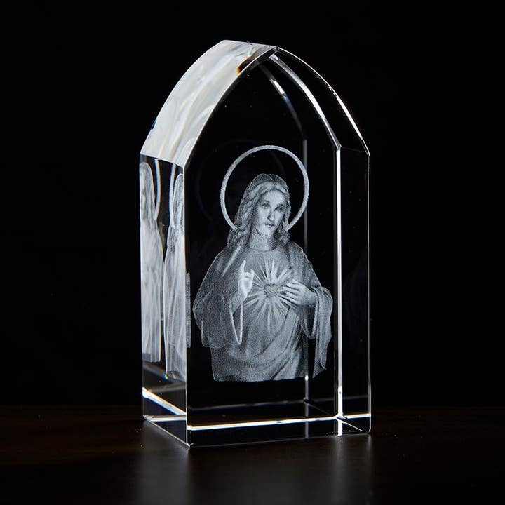 Sacred Heart Etched Glass for wholesale by Christian Brands Catholic