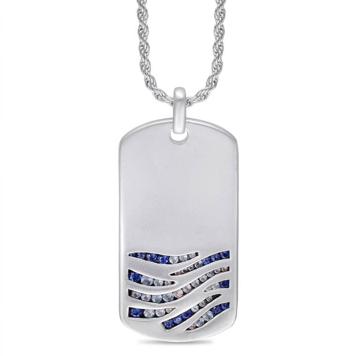 Targhetta in argento sterling con zaffiro blu scuro e pietra topazio per la vendita all'ingrosso da parte di LuvMyJewelry (LMJ)