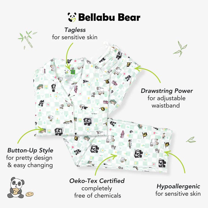 Bellabu Bear - Wholesale Sleepwear Set - Women's - Minecraft Sleep Repeat Bamboo Women's Pajama Set