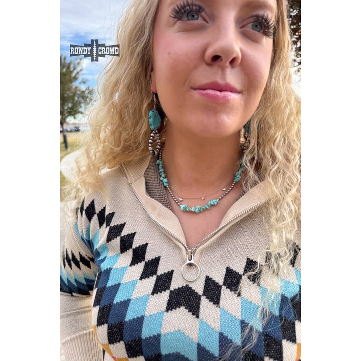 Rowdy Crowd Clothing – Colar com missangas/pérolas por atacado – Rockin' Com Colar Turquesa1