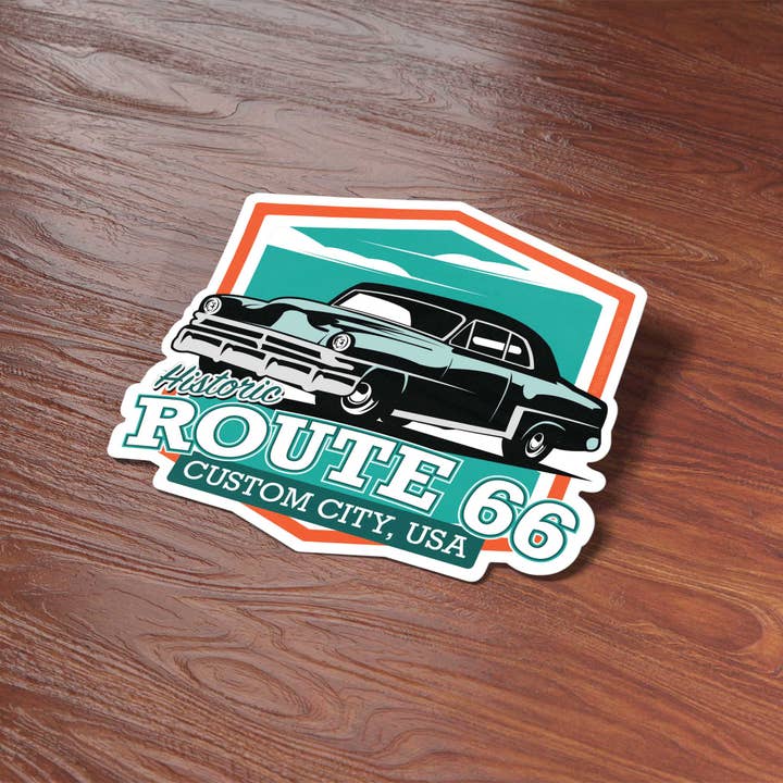 Sentinel Supply - Wholesale Sticker - Custom Route 66 Stickers - Name Drop Vintage Car Decals