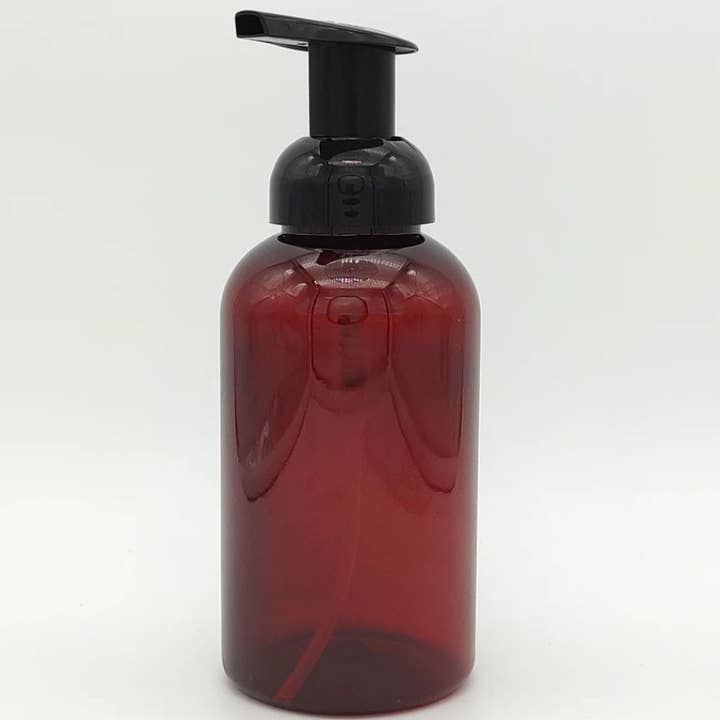 12oz Amber Foamer Bottle with Black Foaming Pump | Plastic for wholesale by The Green Jar