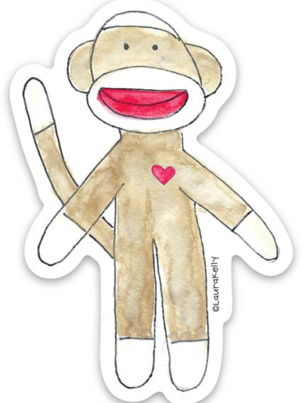 Vinylklistermärke - Strumpschimpans för wholesale av Laura Kelly Stickers