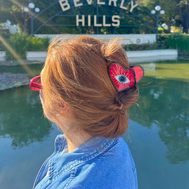 Solar Eclipse - Wholesale Hair Clip - Women's - Hand-painted Lucky Eye Heart Hair Claw Clip | Eco-Friendly3