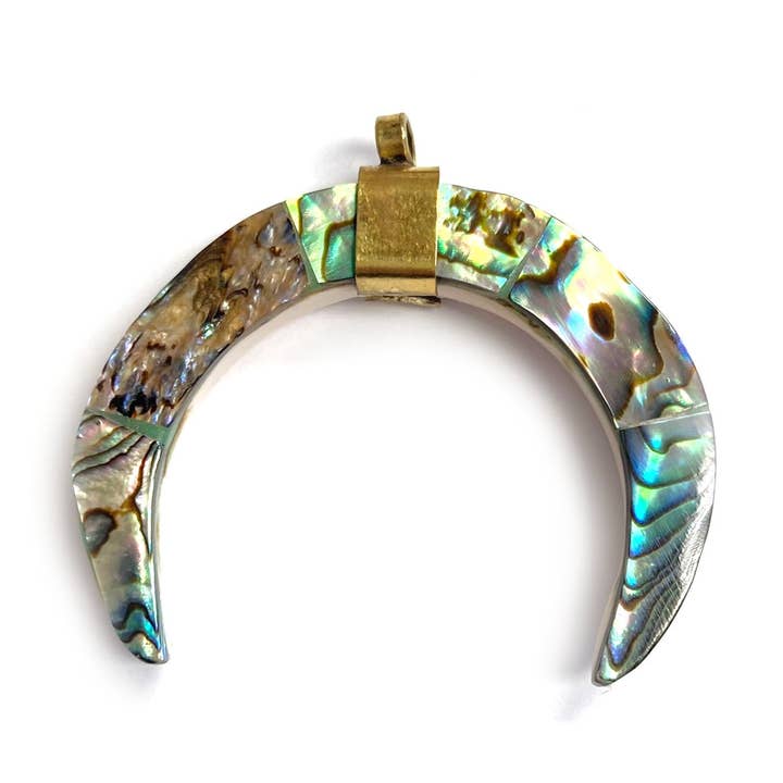 Abalone Crescent Pendant - Shell Focal for Jewelry making for wholesale by Only Beads