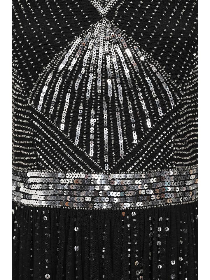 Ula Black Embellished Cape Sleeve Maxi Dress for wholesale on Faire