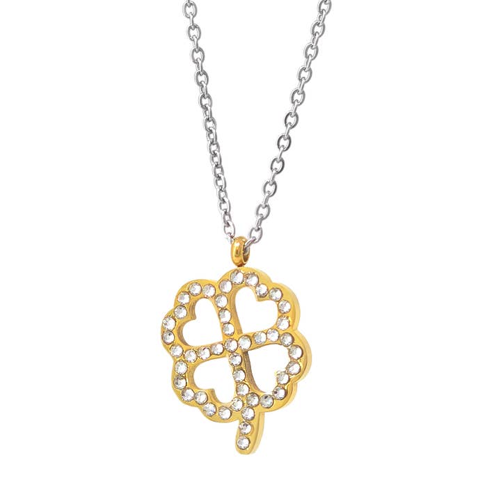 Women's Cubic Zirconia Clover Shaped Necklace for wholesale by West Coast Jewelry