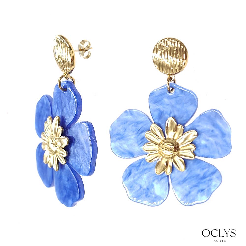 Oclys - Wholesale Dangle Earrings - Stainless steel flower earrings resin Vale4