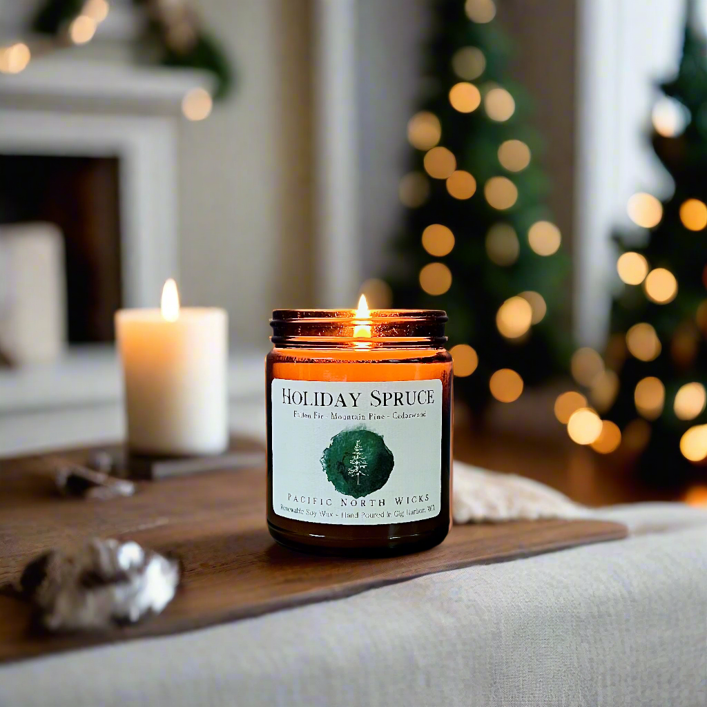 Pacific North Wicks - Wholesale Jar/Filled Candle - Holiday Spruce Candle | Evergreen, Pine, Fir Scent | Soy 3