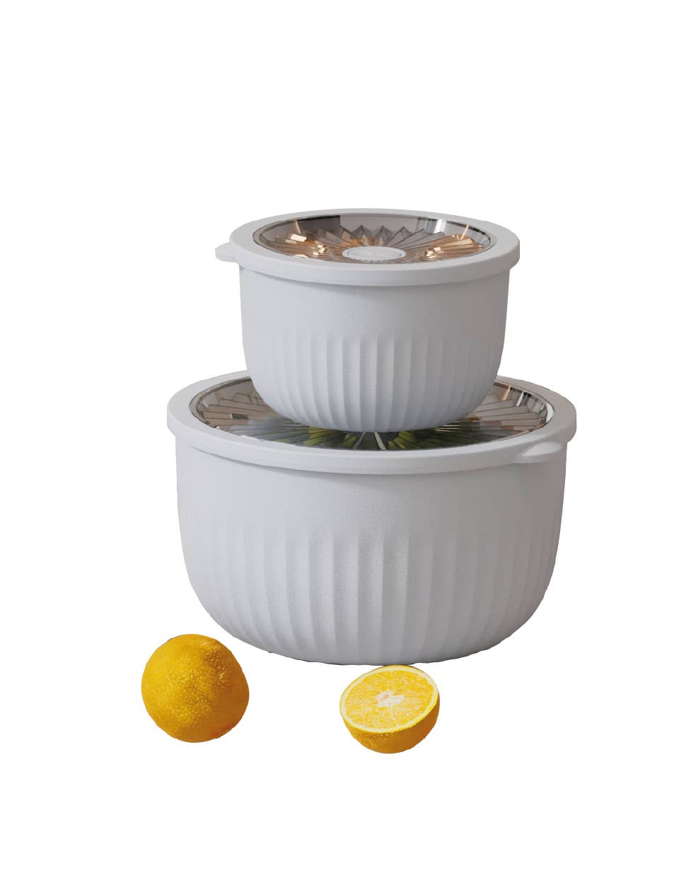 Lainy Home - Wholesale Food Storage Container - 4-Piece Nesting Bowl Set, Ribbed Storage Containers 1