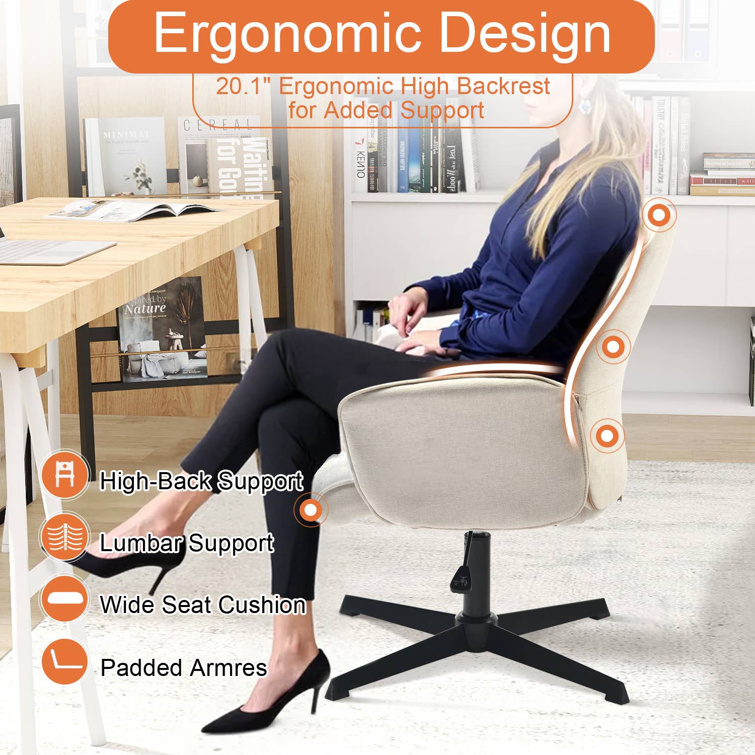 HOMYCASA DESIGN INC - Wholesale Chair - Modern Functional Swivel Office Chair and Accent Chair-White4