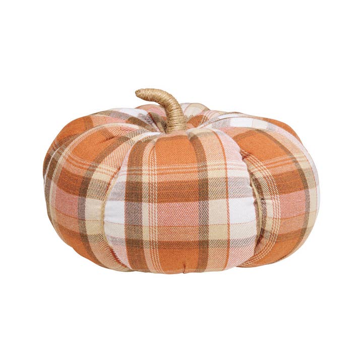 Collins Painting & Design - Wholesale Decorative Tabletop Object - CF-3174 - XL Autumn Plaid Fall Fabric Pumpkin