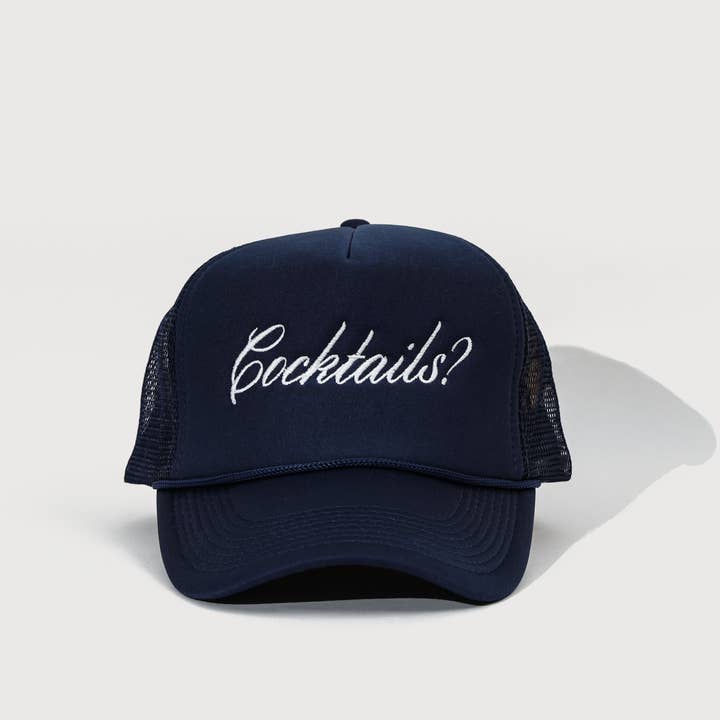 Cocktails? Embroidered Trucker Hat for wholesale by Good Scout Supply