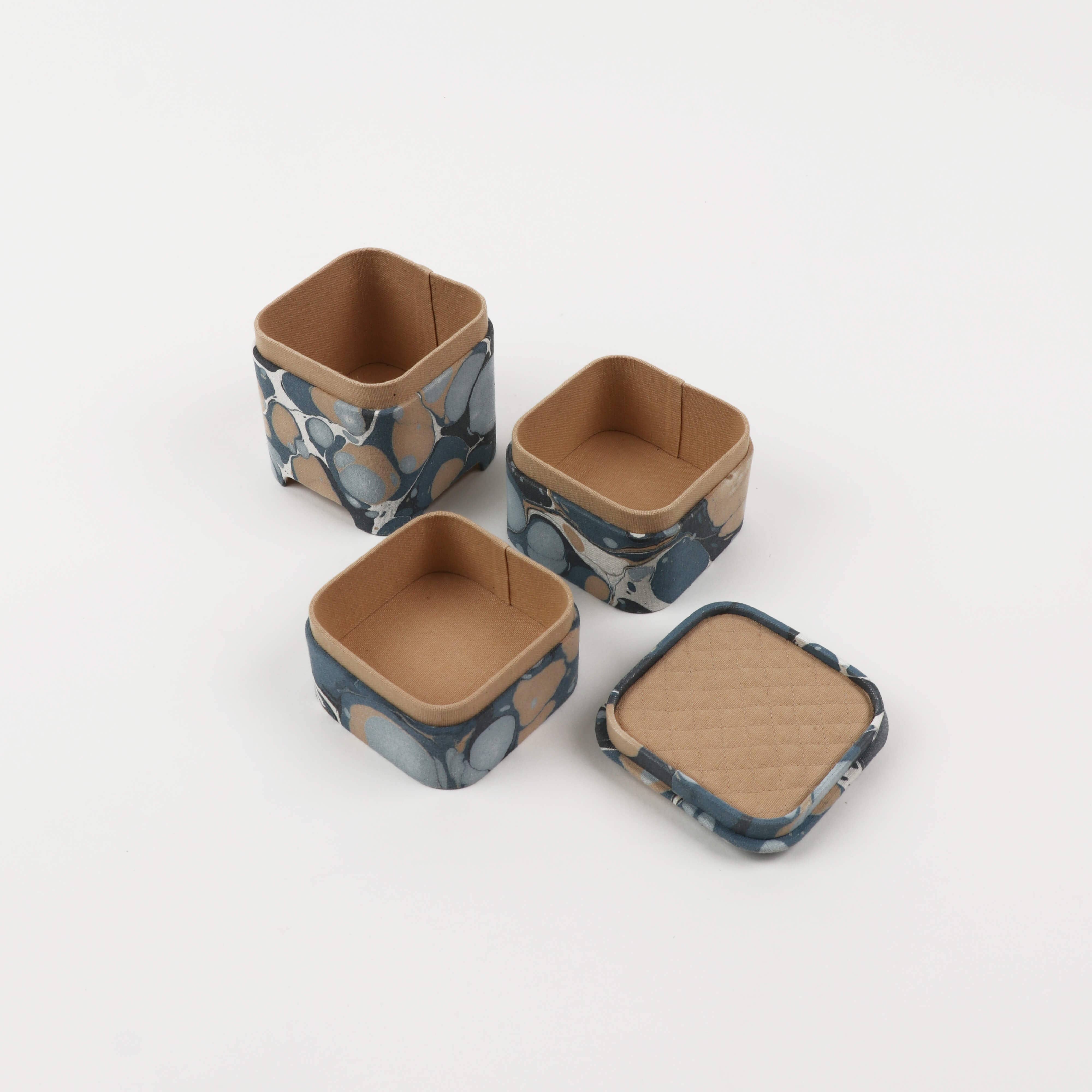 Craft Boat - Wholesale Decorative Box - MARBLED JUBAKO BOX- BLUE PEBBLES3