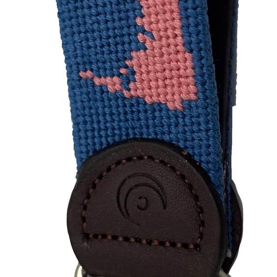 Key Fob - Nantucket Red and Blue Hand-stitched Needlepoint for wholesale by Charleston Belt