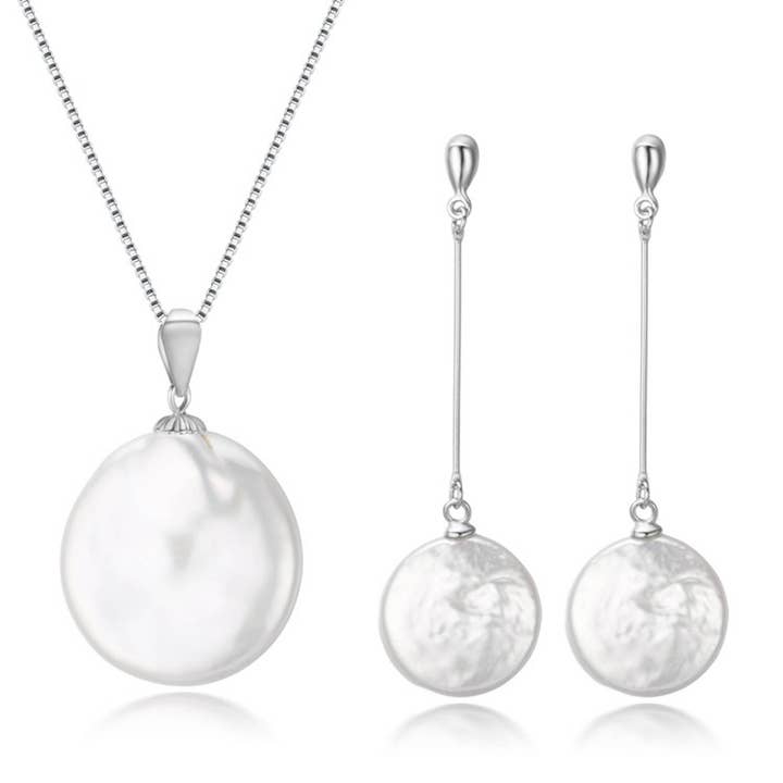 Conjunto de presentes de brincos e colar de pureza e pérola por atacado de Timeless Pearl