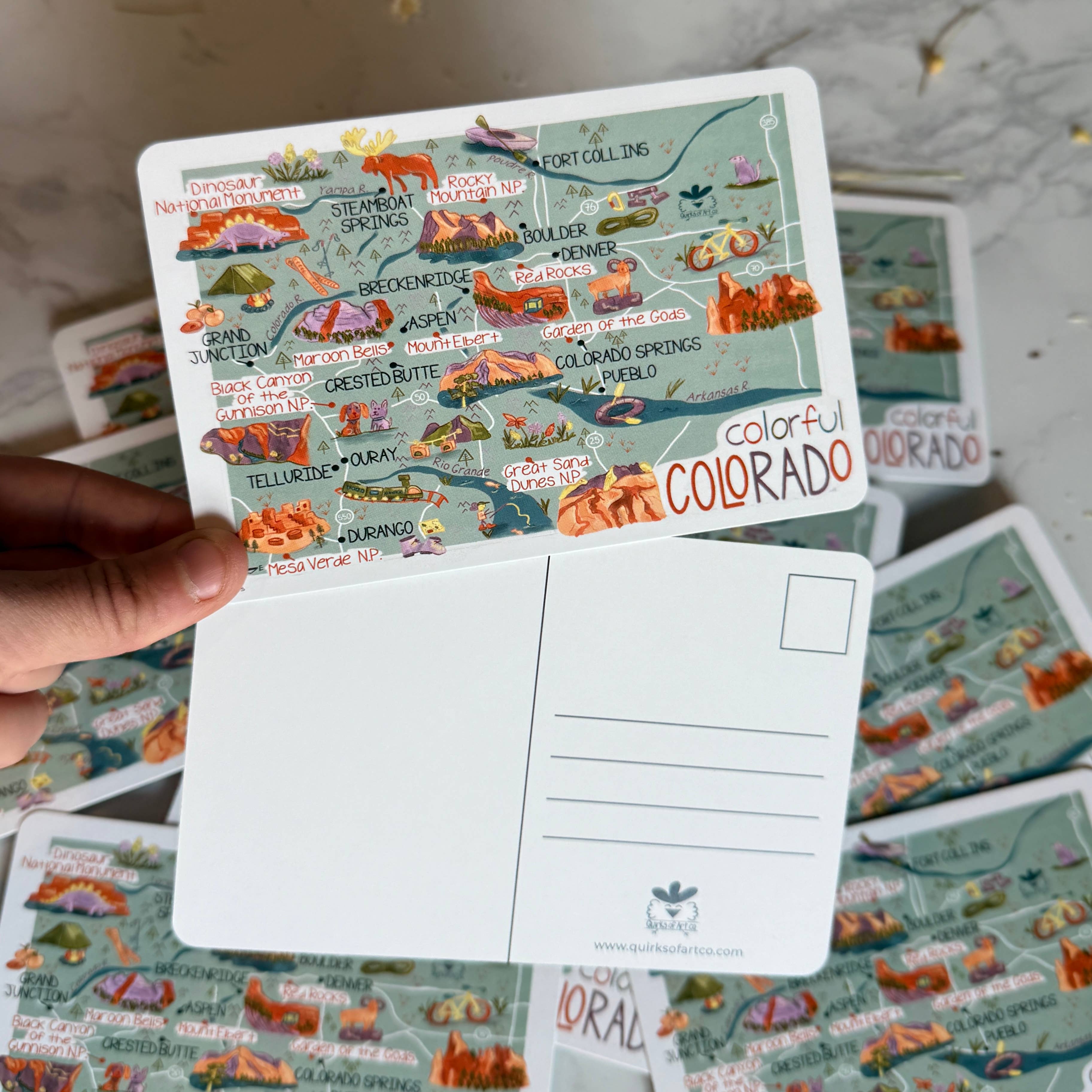 Colorado Map Themed Stationary for wholesale by Quirks of Art co.
