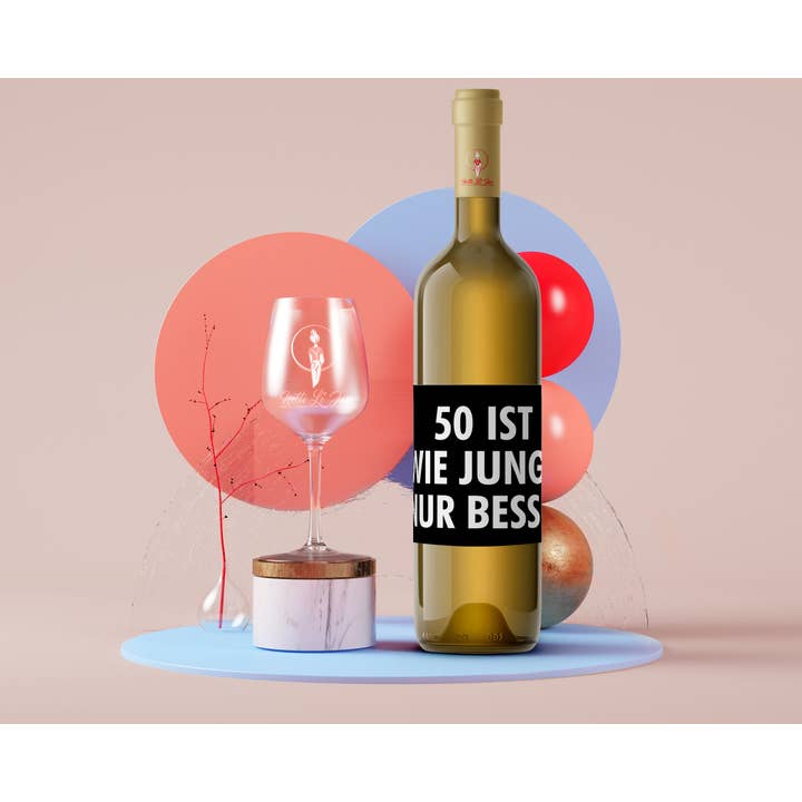 50 is like young ... only better | Wine label landscape format | for wholesale by Netti li jae