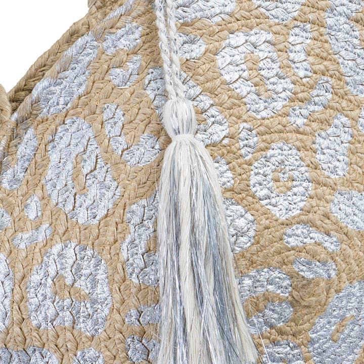Magid - Wholesale Tote Bag - Women's - Magid Metallic Leopard Print Straw Jute Circle Tote