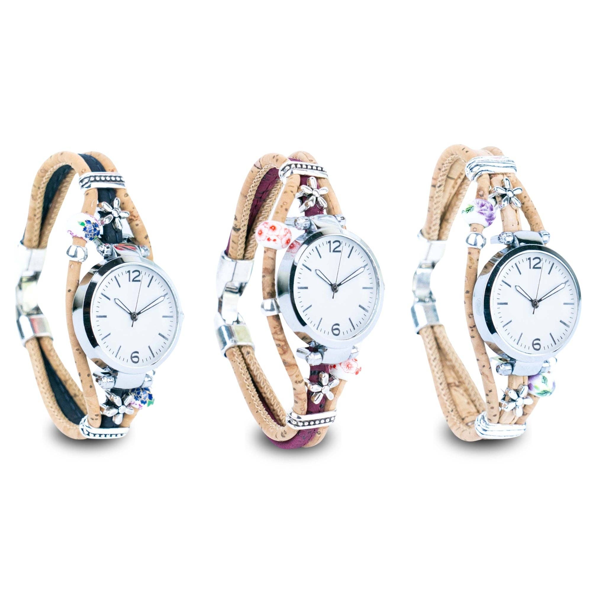 Meninas Bonitas Cork - Wholesale Wrist Watch - Women's - Natural cork line handmade ladies fashion watch WA-4578