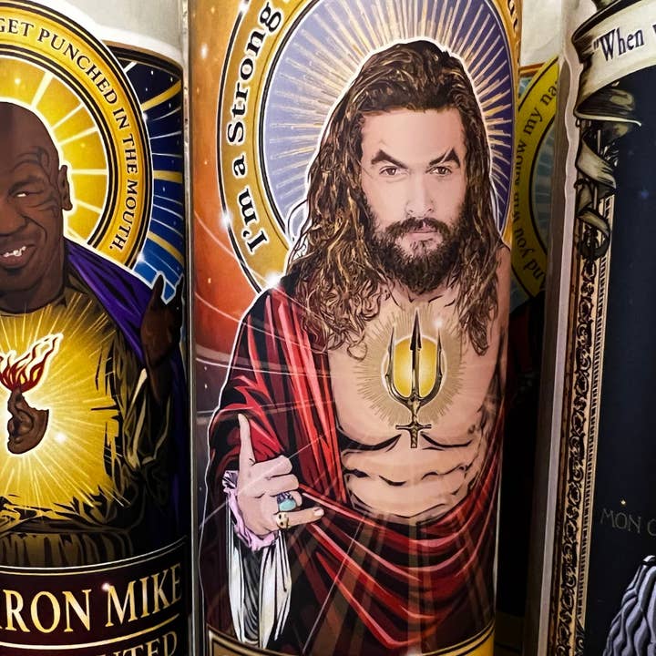 Saint Momoa The Protector Prayer Candle 🕯️ for wholesale by Cleaver And Blade