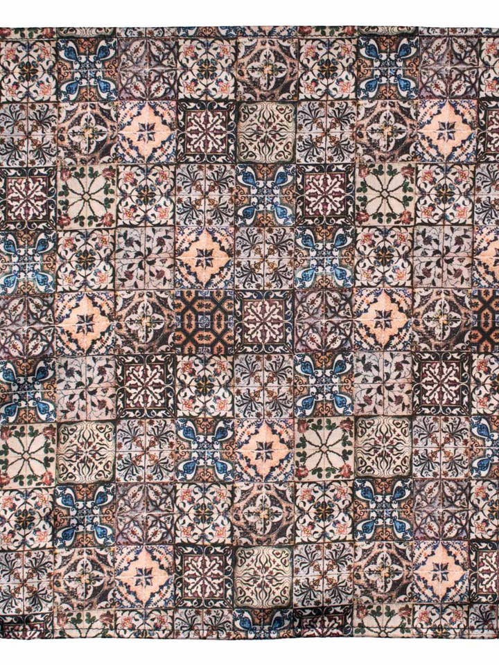 Sicilian Pocket Square Satin Print with Multicolor Majolica POCS5 for wholesale by Graffeo Cravatte