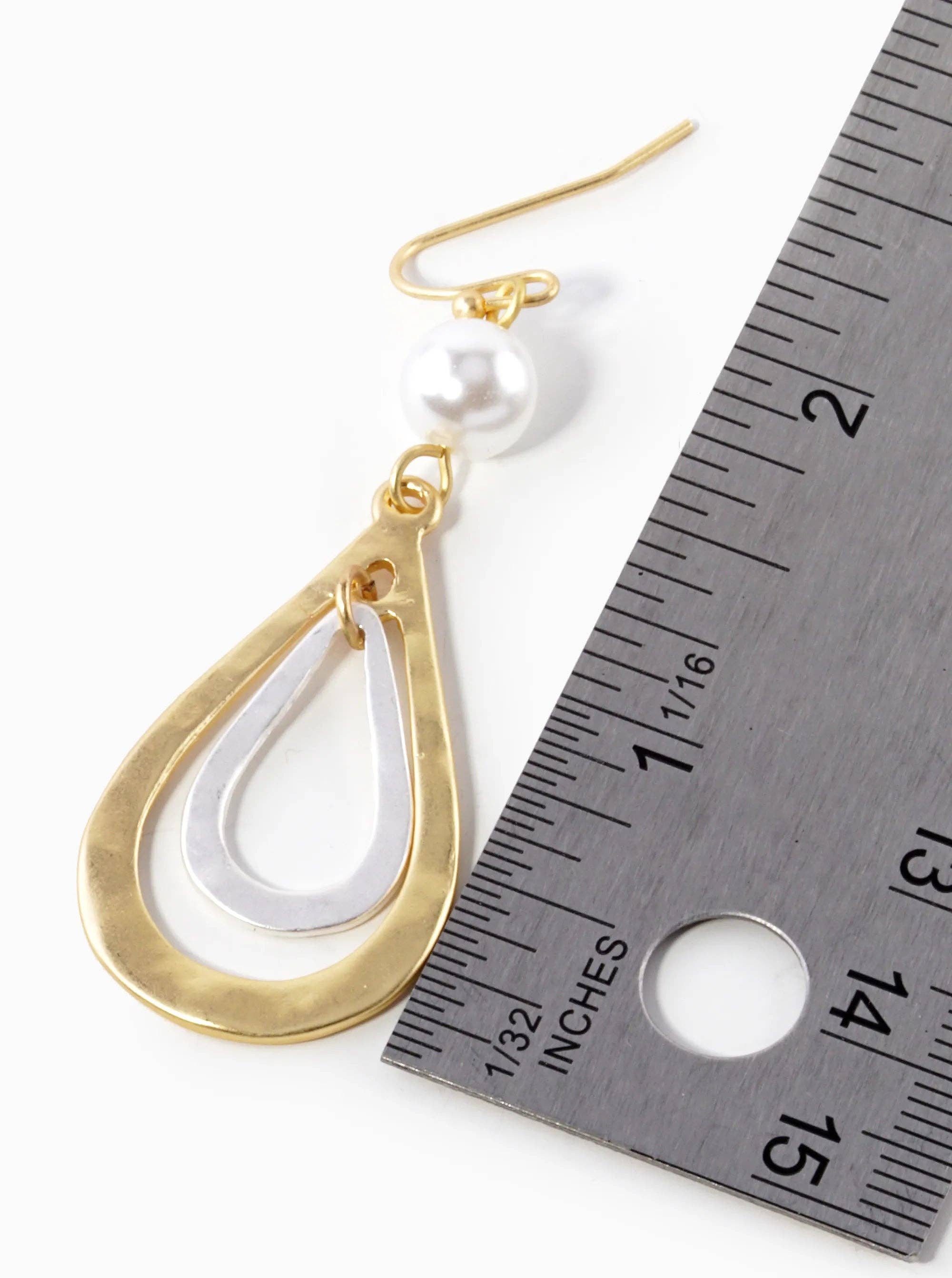 Wild Honey - Wholesale Dangle Earrings - Two-Tone Dual Teardrop Dangle Drop Earrings1