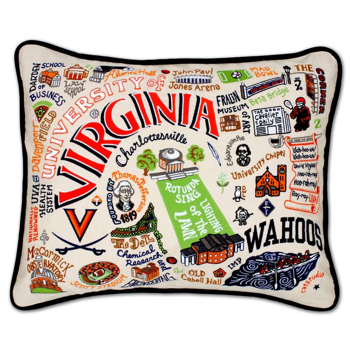 Virginia, University of Collegiate Embroidered Pillow for wholesale by catstudio