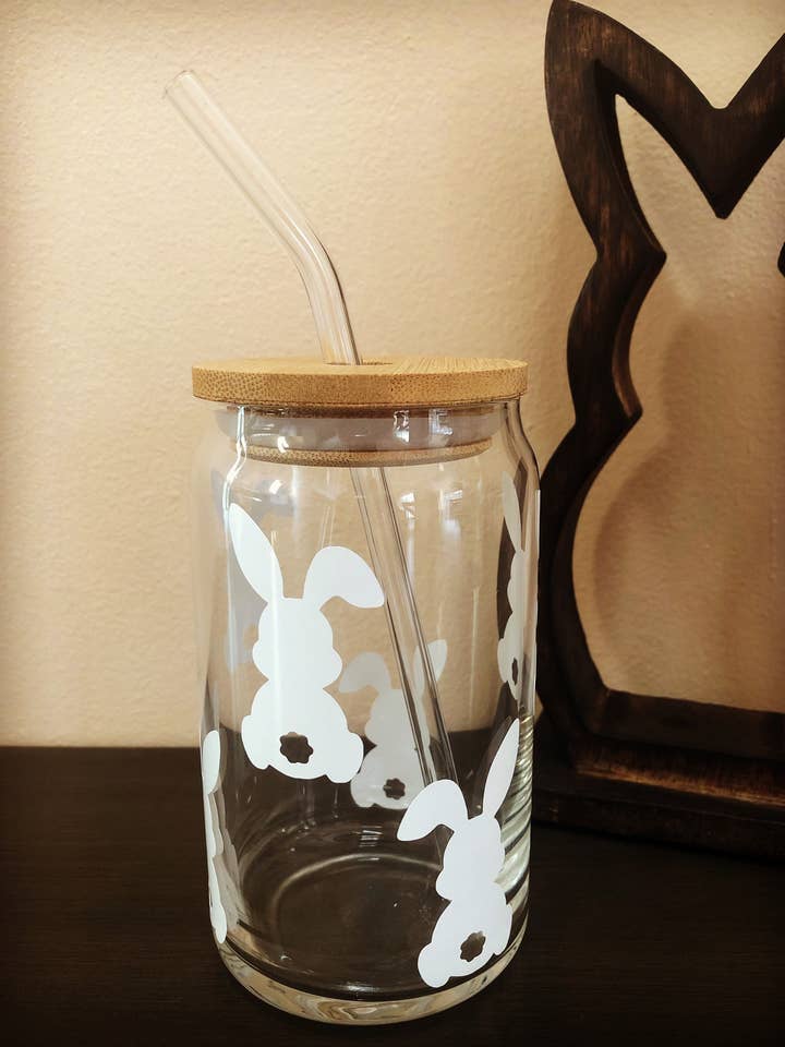 Hase Glasbecher, Eiskaffeetasse, Osterbecher, Osterbecher für den Großhandel von MommyandMarie