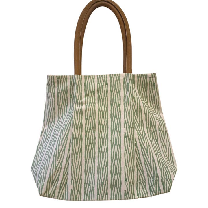 Eyda Homes - Wholesale Tote Bag - Women's - Green Block Printed Shoulder Bag for Everyday uses
