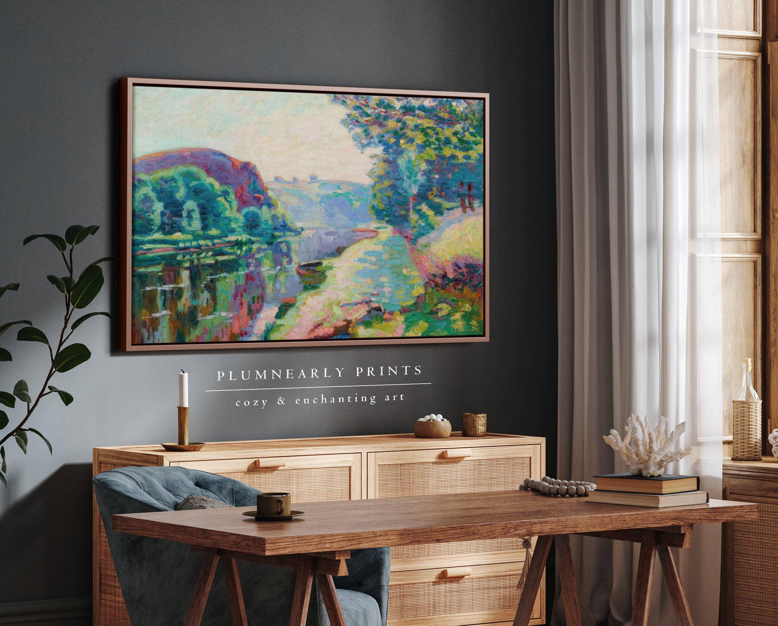 Plumnearly Prints - Wholesale Canvas Art - Periwinkle Purple Landscape Painting Framed Canvas Art 352