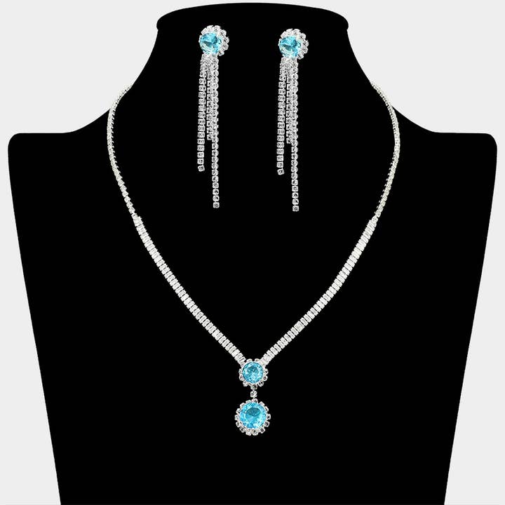 Sensibling Corp. - Wholesale Jewelry Set - Round CZ Stone Cluster Pointed Rhinestone Paved Necklace5
