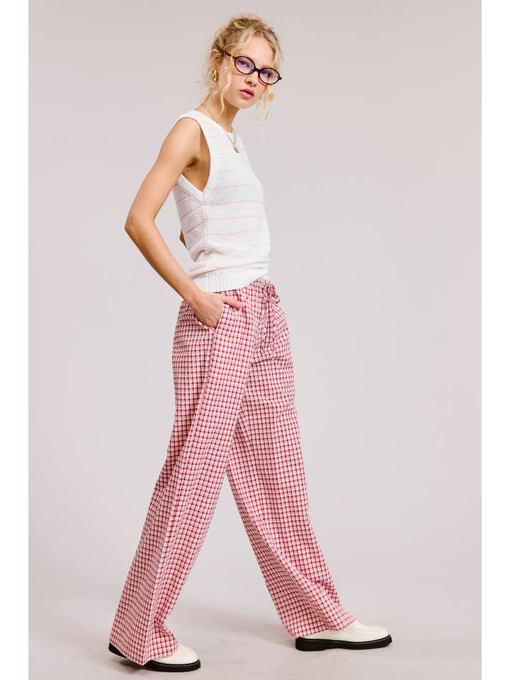 Mimosa - Wholesale Lounge Sweatpants/Joggers - Women's - Gingham Boxer Lounge Pants with Contrast Waistband23