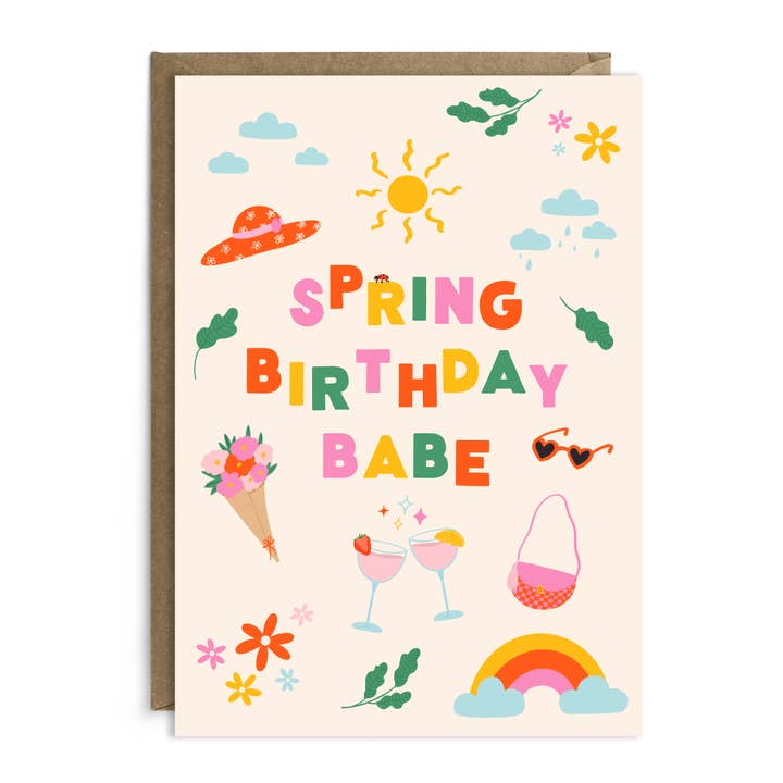 Spring Babe Birthday Card | Seasonal Birthday Card For Her for wholesale by Tikkled Pink