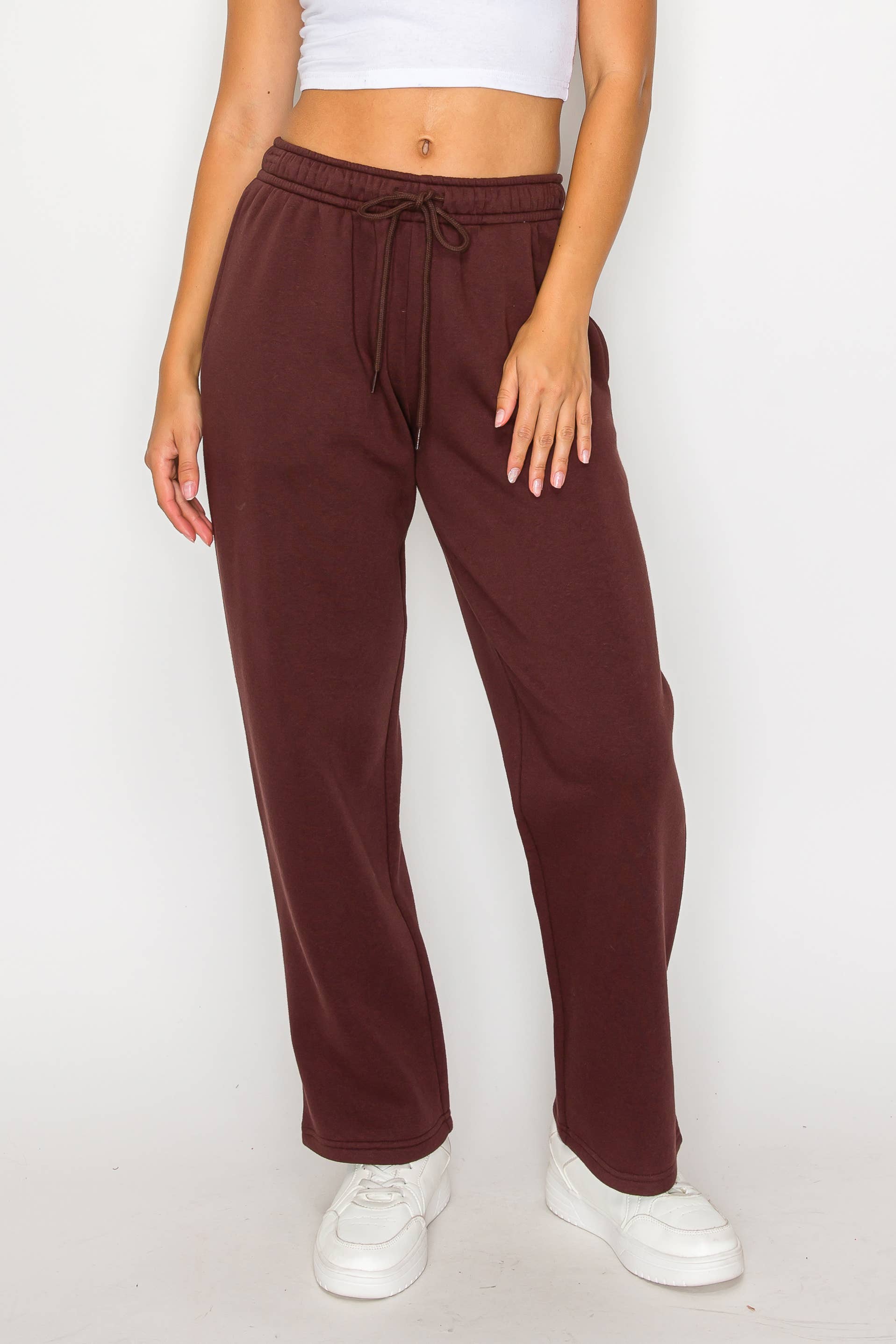 Color 5 – wholesale Mjukis- och joggingbyxor – Dam – Fleecelineda raka byxor i enfärgad färg med ficka11