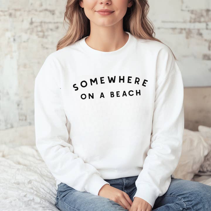 Somewhere on a Beach Graphic Sweatshirt for wholesale by Salt + Fare
