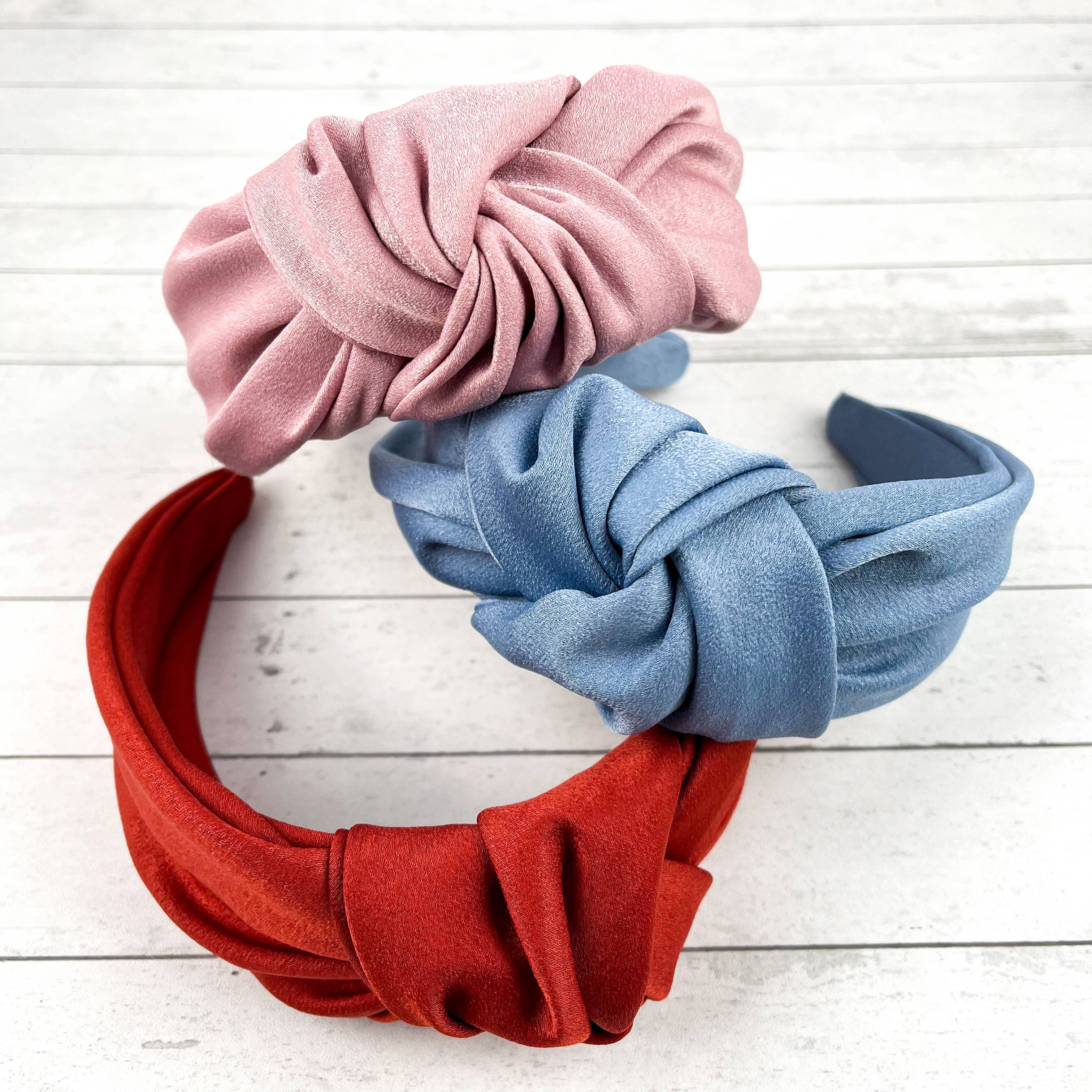 SoapElenGlen – wholesale Pannband - Dam – Bred hårband i solid satin, knutet hårband9