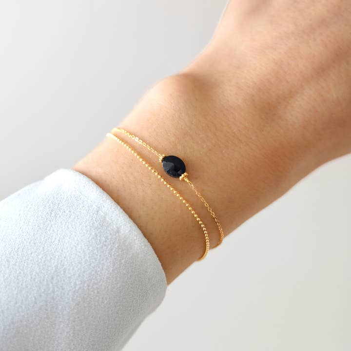 Stainless steel onyx bracelet for wholesale by Victoire Collection