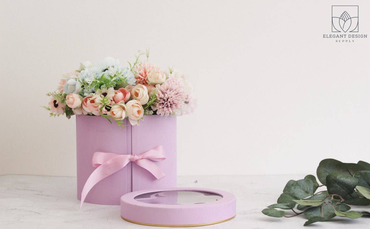 Elegant Design Supply – Engroshandel Gaveæske – To lag rund blomsterkasse med klart låg11