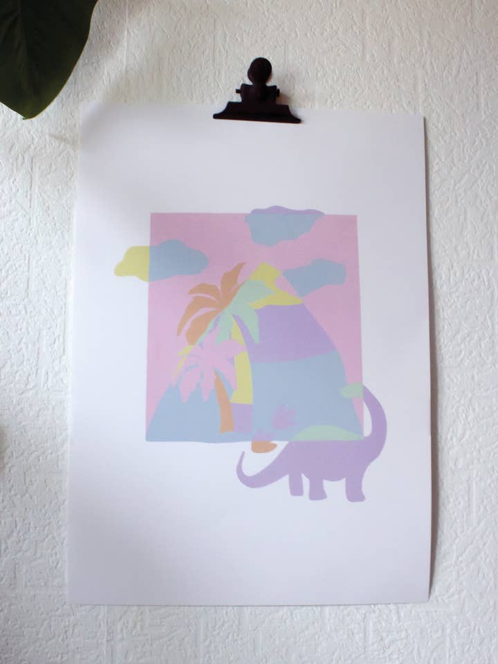 MOUNTAIN PASTEL-DINO POSTER DIN A3 for wholesale by KREUZUEBER