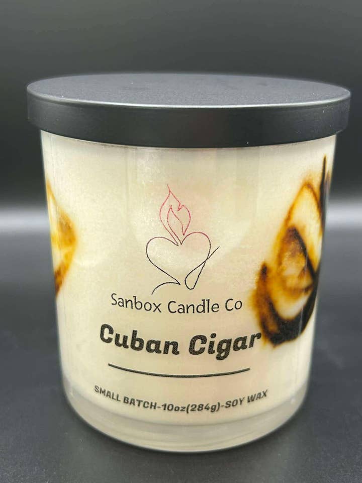 Cuban Cigar 10 ounce Soy Candle for wholesale by Sanbox Candle Co