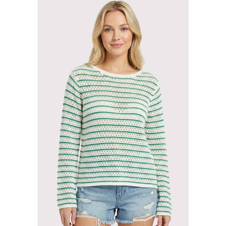 PULL RAYÉ AU CROCHET pour la vente par STACCATO