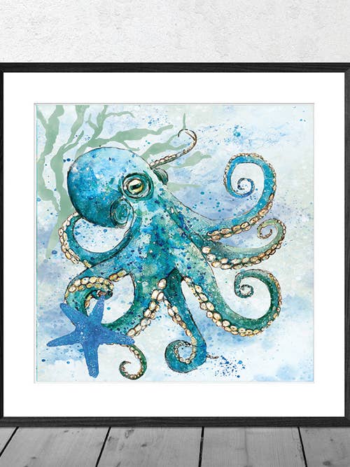 Impresión de Arte de Pulpo Azul para venta al por mayor de Dollyhotdogs