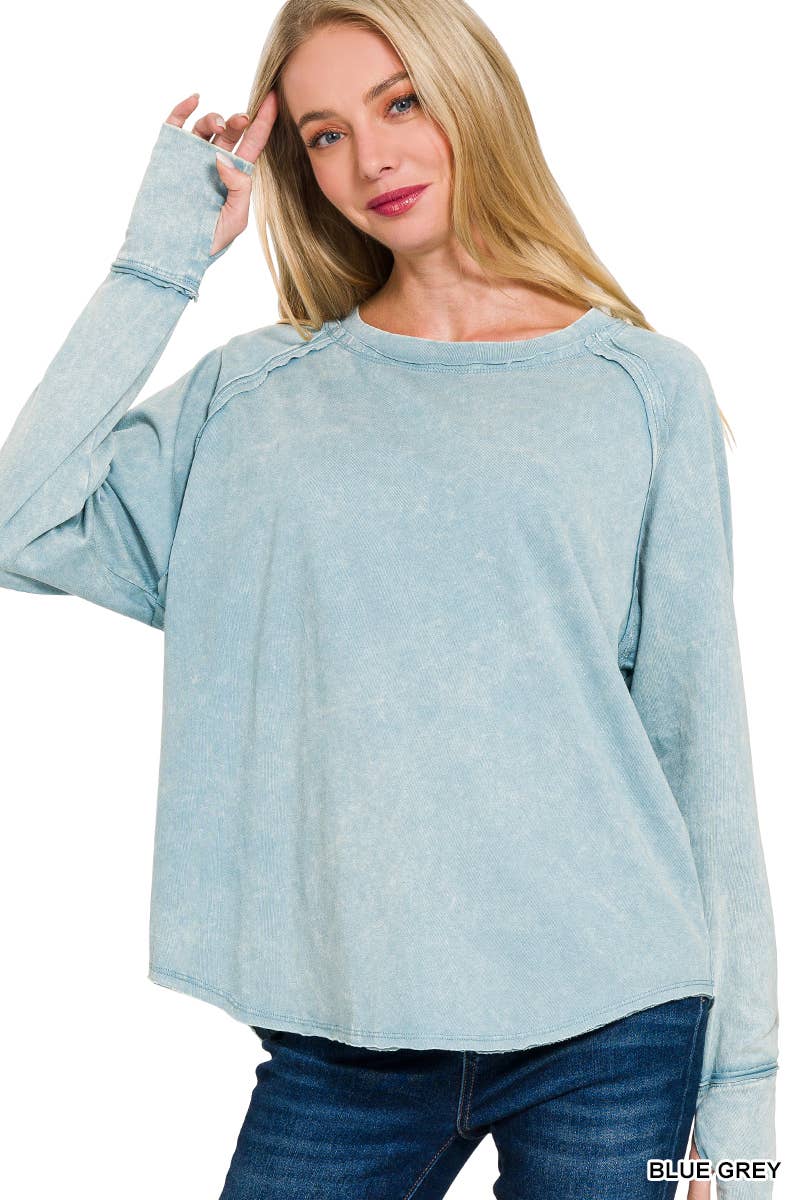 42POPS – wholesale T-shirt – women's – ',.Crinkle Washed Top With Thumb Hole Cuff12