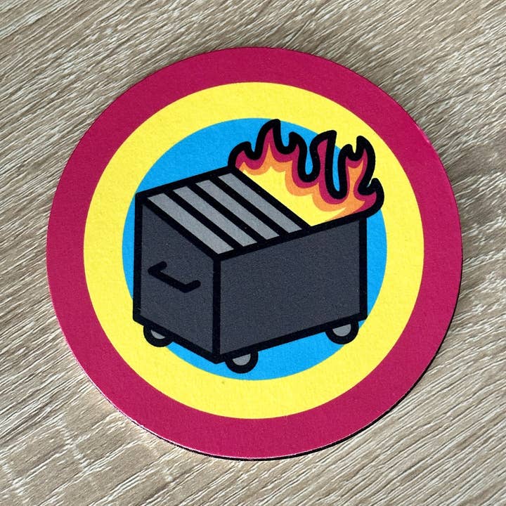 Dumpster Fire Drink Coasters (4-Pack) for wholesale by KP General Store