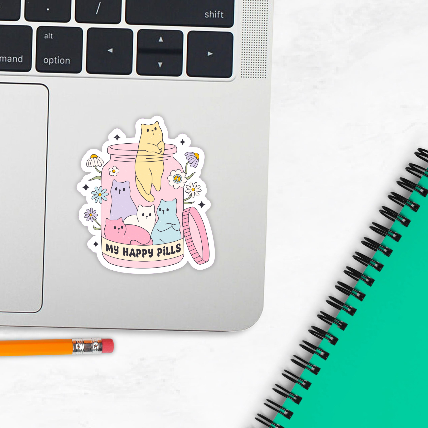 Coyote Color - Wholesale Sticker - Cute Mental Health Cat Sticker "My Happy Pills" 3