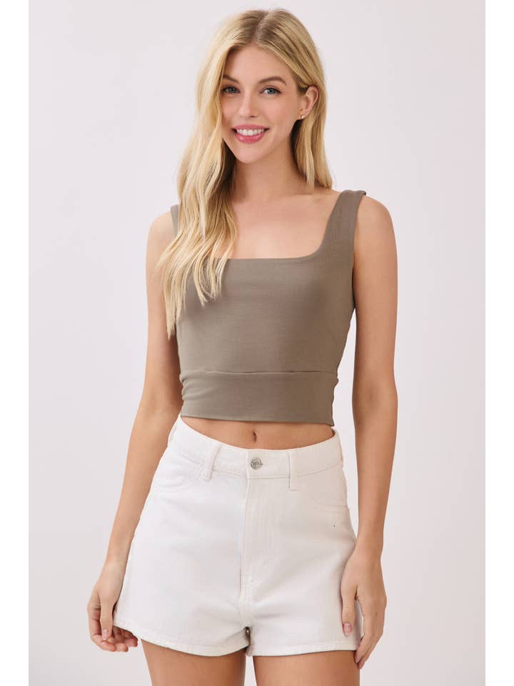 Final Touch - Wholesale Knit Top - Women's - Square Neck Fitted Crop Top - T1685958
