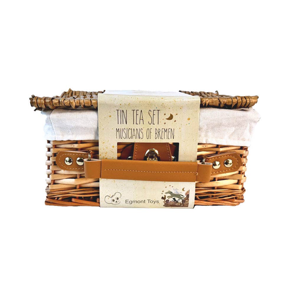 Egmont - Wholesale Toy Feeding Set - Kids - Musicians of Bremen Tin Tea Set In a Wicker Case2