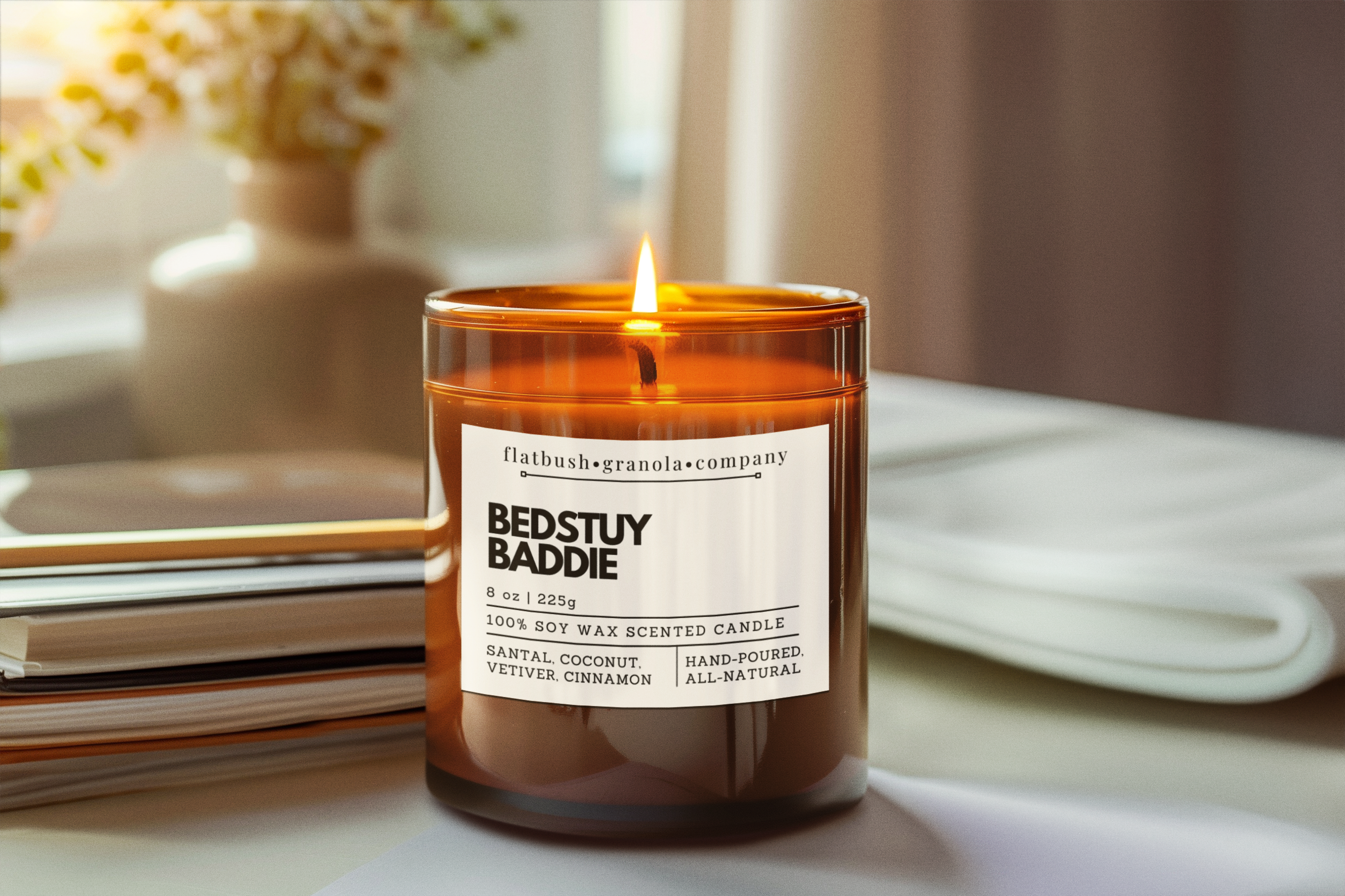 Flatbush Granola Company - Wholesale Jar/Filled Candle - BedStuy Baddie 100% Soy Wax Candle6