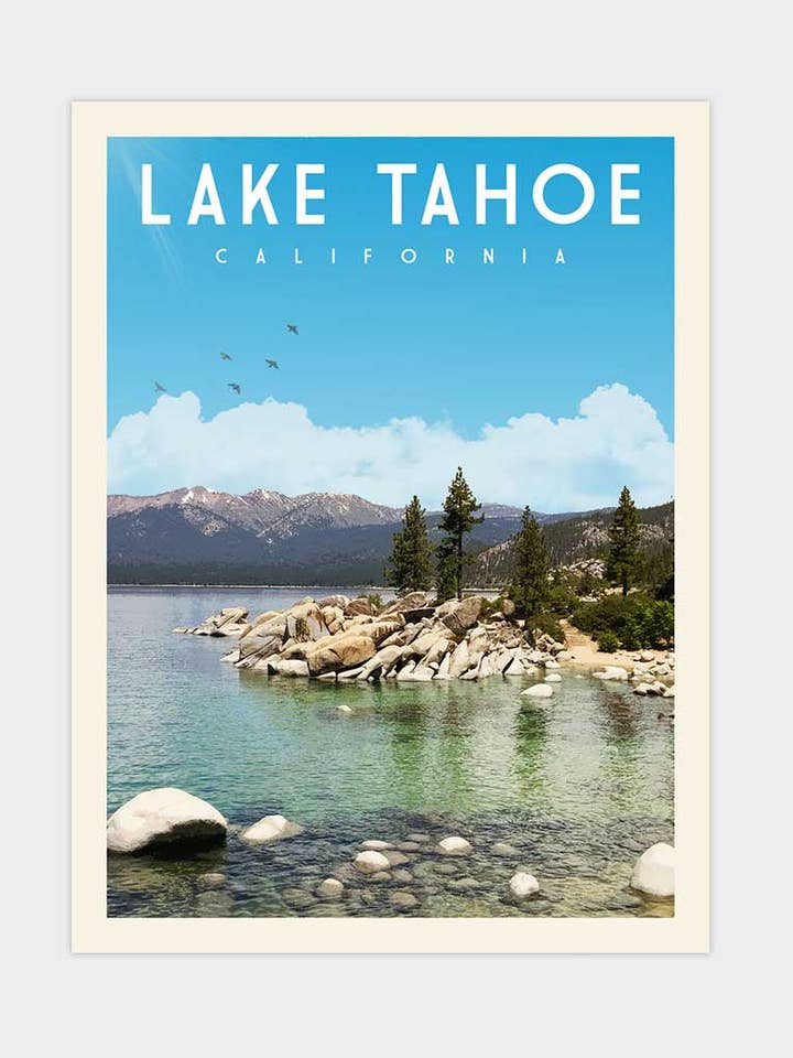 Lake Tahoe, Californië - Vintage reisprint voor wholesale door Vintaprints
